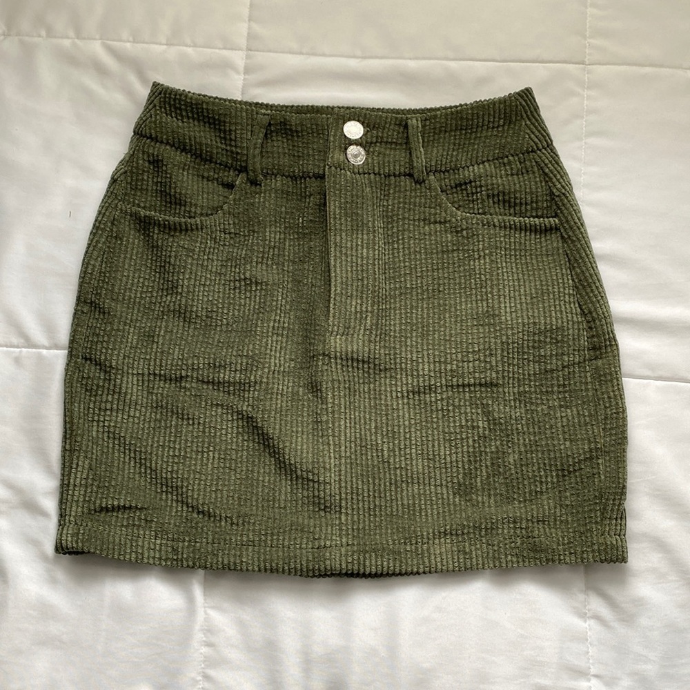Shein Green Corduroy Mini Skirt - Size XS